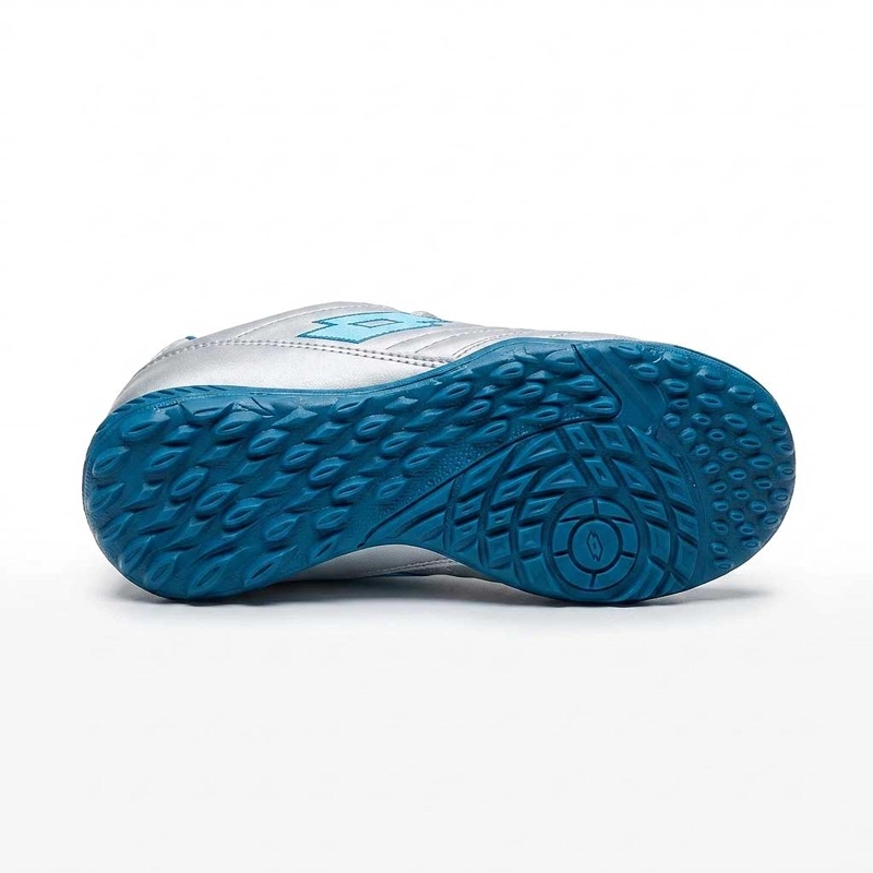 ZAPATILLA BABY FUTBOL NIÑO LOTTO STADIO 705 TF JR GRIS CELESTE - 4