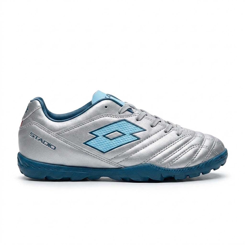 ZAPATILLA BABY FUTBOL JUVENIL LOTTO STADIO 705 TF JR GRIS CELESTE - 1