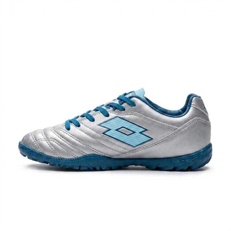 ZAPATILLA BABY FUTBOL JUVENIL LOTTO STADIO 705 TF JR GRIS CELESTE - 2