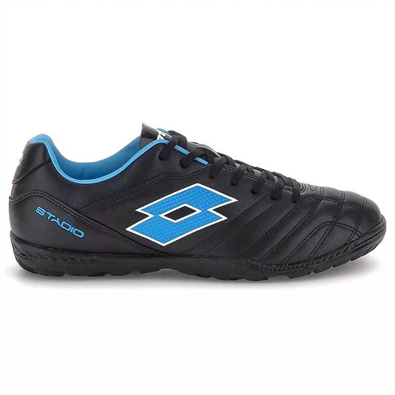 ZAPATO BABY FUTBOL JUVENIL LOTTO STADIO 705 TF JR NEGRO CELESTE - 1