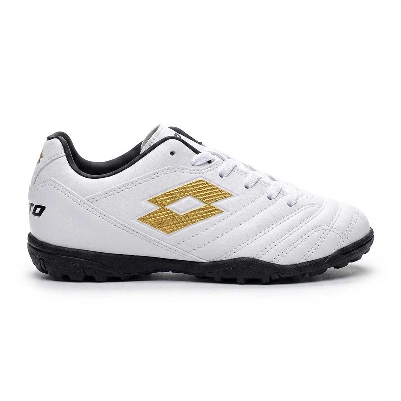 ZAPATILLA BABY FUTBOL NIÑO LOTTO STADIO 705 TF JR BLANCO DORADO - 1