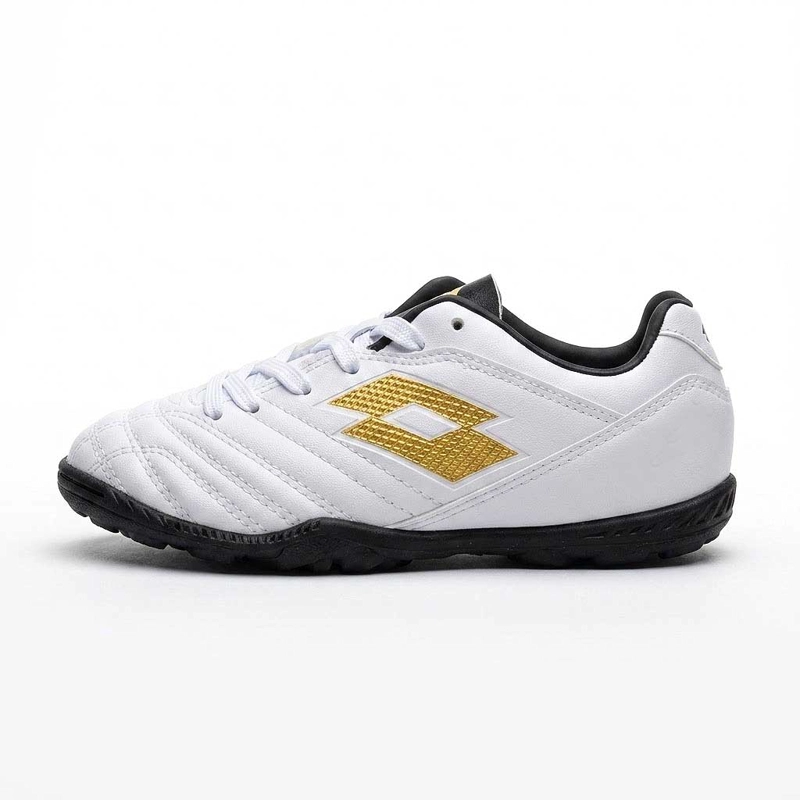 ZAPATILLA BABY FUTBOL NIÑO LOTTO STADIO 705 TF JR BLANCO DORADO - 2