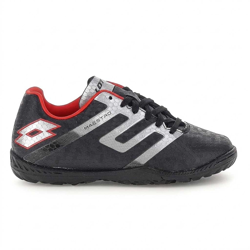 ZAPATILLA BABY FUTBOL TF JUVENIL LOTTO MAESTRO 700-V TF JR NEGRO ROJO - 1