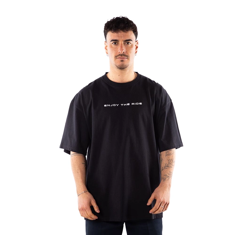 POLERA HOMBRE T-SHIRT OVERSIZE HANG LOOSE BLACK ENJOY THE RIDE Negro L