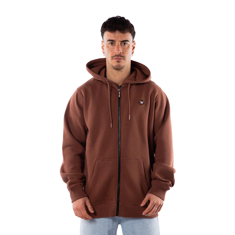 POLERON HOMBRE HANG LOOSE FULL ZIPPER BROWN ESSENCIAL - 1