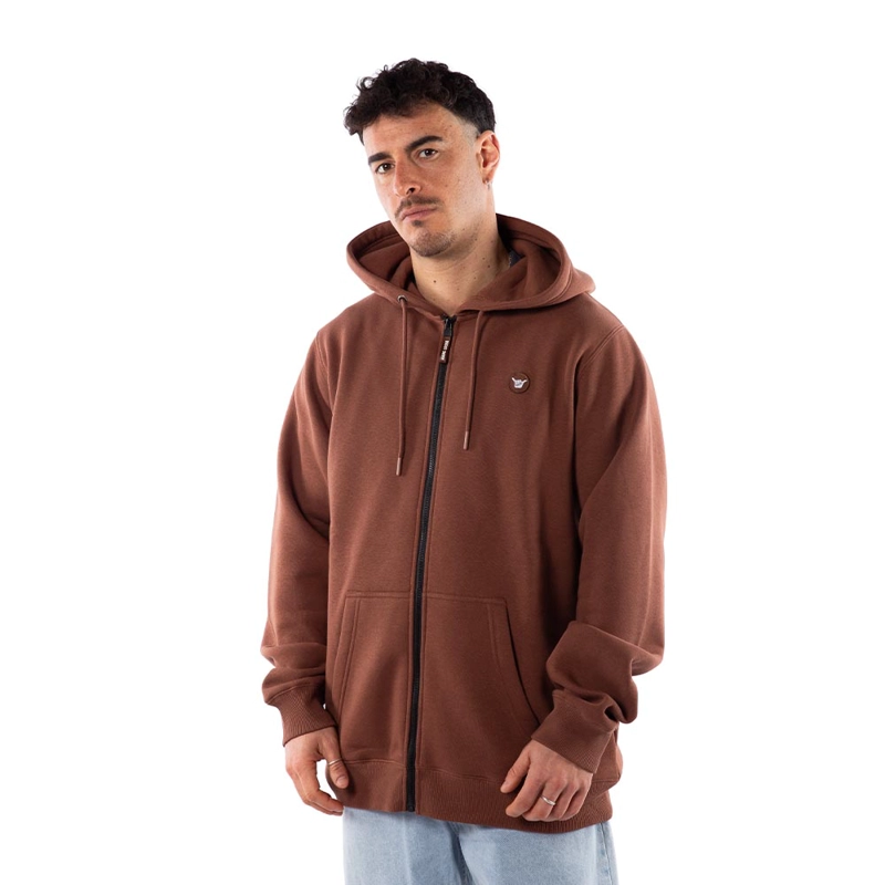 POLERON HOMBRE HANG LOOSE FULL ZIPPER BROWN ESSENCIAL - 2