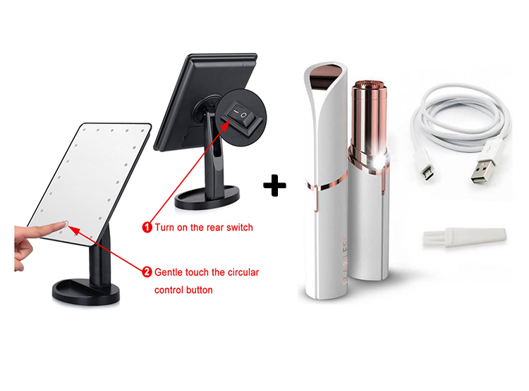 ESPEJO LED MAQUILLAJE  + DEPILADORA PORTATIL USB - 2