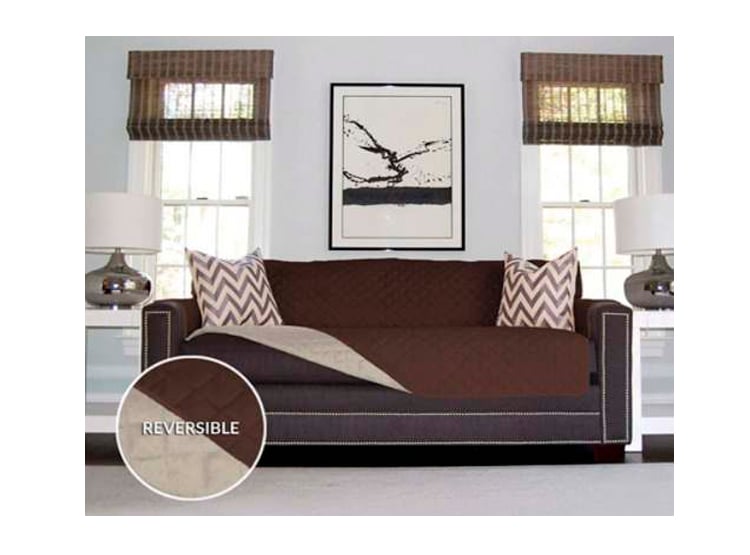 CUBRE SOFA 2 CUERPOS REVERSIBLE CAFÉ - 2