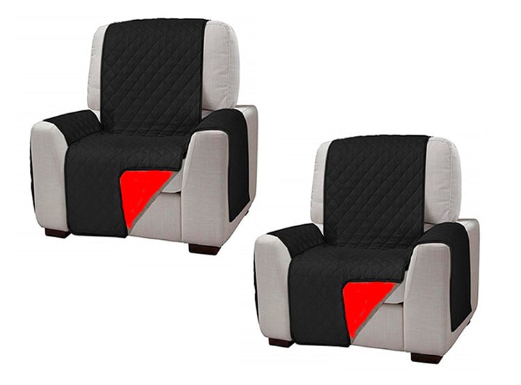 PACK 2 FUNDAS CUBRE SOFA INDIVIDUAL NEGRO ROJO - 1