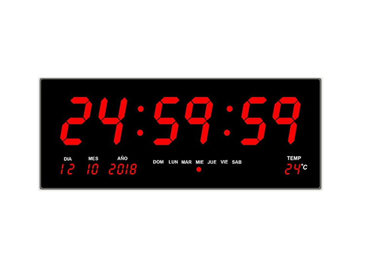 RELOJ DIGITAL LED PARED HORA FECHA TEMPERATURA - 1