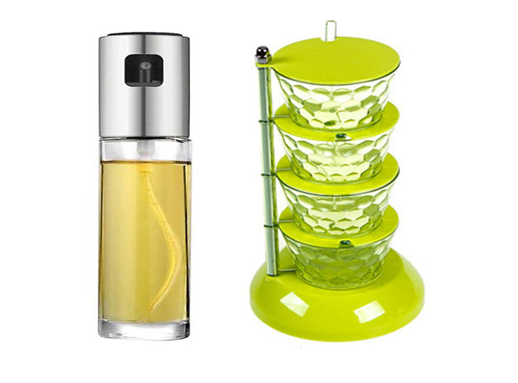 DISPENSADOR ACEITE + SET 4 POCILLOS PARA SALSAS - 1