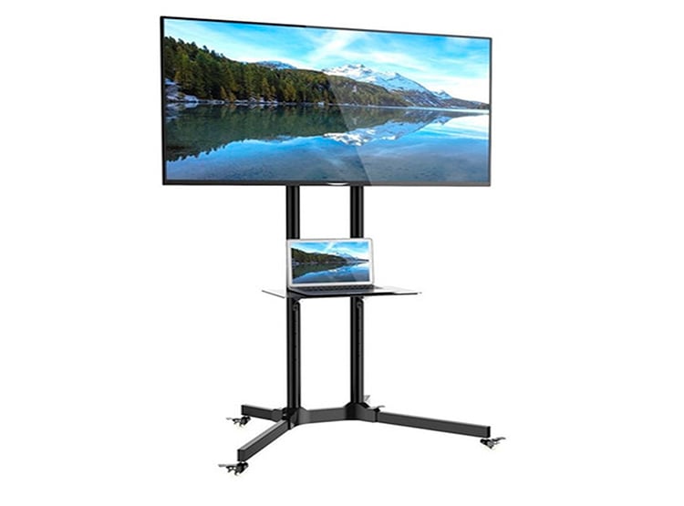 SOPORTE TV LA CUPONERA RACK MOBIBLE PEDESTAL CON RUEDAS NEGRO - 2
