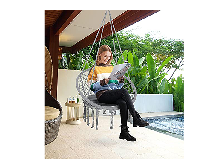 SILLA HAMACA COLGANTE REDONDA GRIS - 2