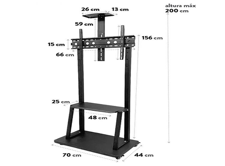 RACK LA CUPONERA NEGRO SOPORTE TV CON RUEDAS MOVIL HASTA 70 P - 4