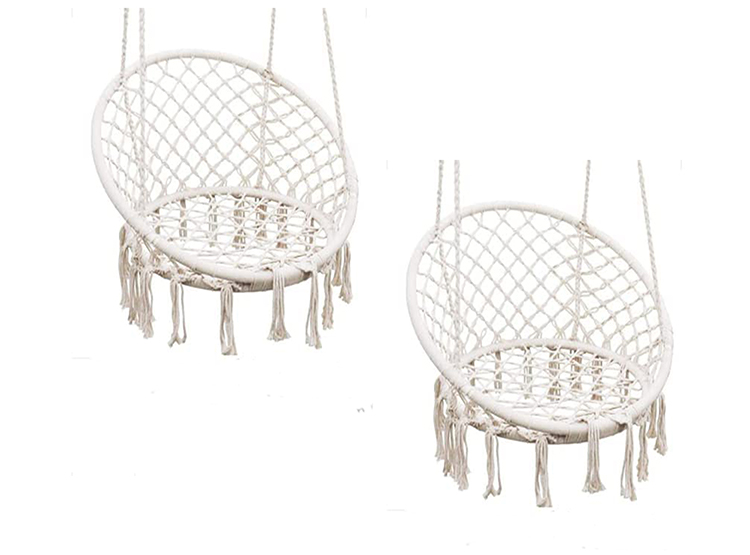 SILLAS LA CUPONERA GRIS Y BLANCA PACK 2 COLUMPIO HAMACA COLGANTE REDONDA - 2