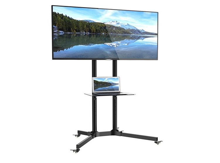 2 SOPORTE TV LA CUPONERA RACK MOVIL NEGRO PEDESTAL CON RUEDAS - 2