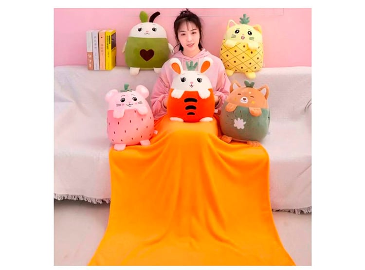 PELUCHE ALMOHADA CALIENTA MANOS CON MANTA 3 - 2