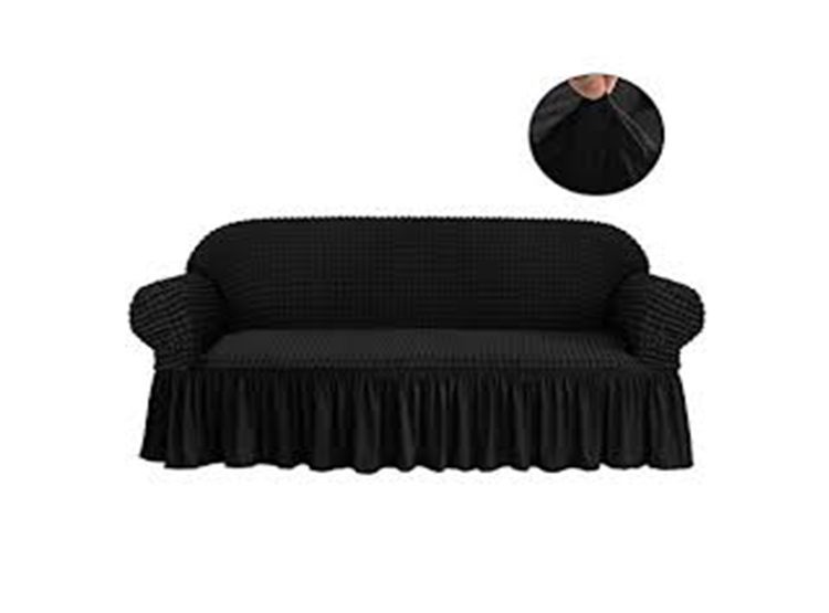 CUBRE SOFÁ LA CUPONERA ELASTICADO 3 CUERPOS NEGRO - 1