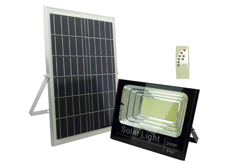 FOCO REFLECTOR SOLAR INT Y EXT 200 W + CONTROL + PANEL - 1