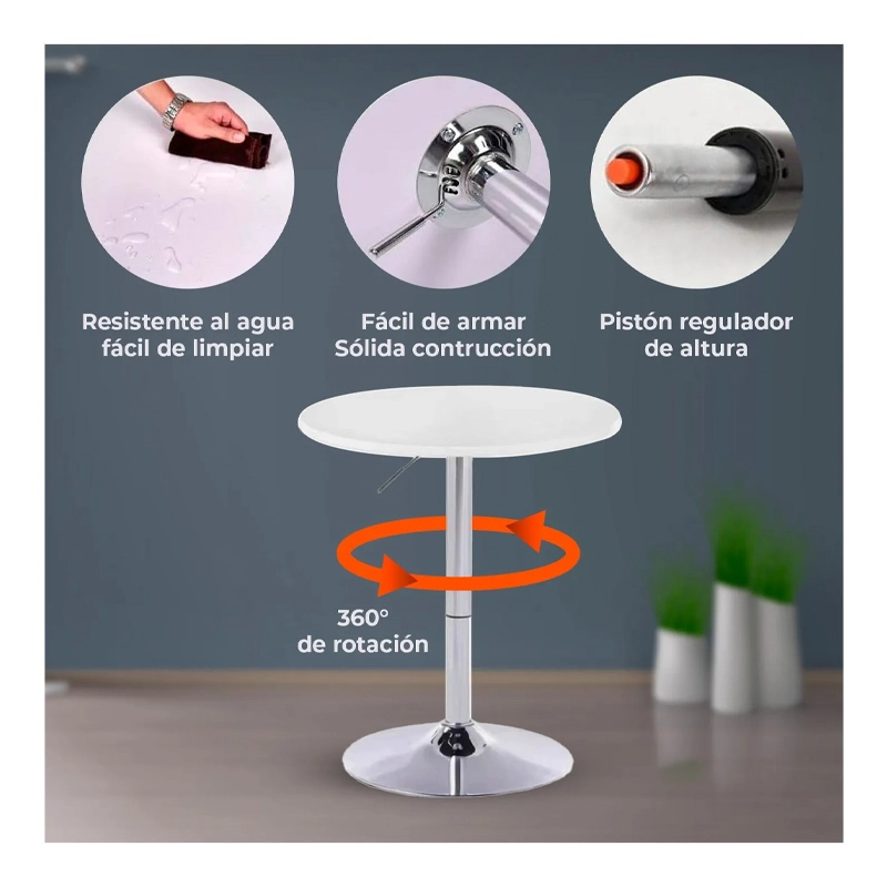 MESA REDONDA BASE ALUMINIO BLANCO AJUSTABLE - 5