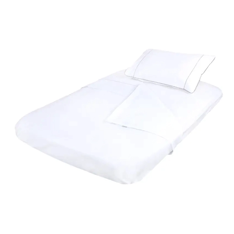 SÁBANAS PARA CUNAS PLAYARD LISA EN COLOR BLANCO BORDE GRIS - 1
