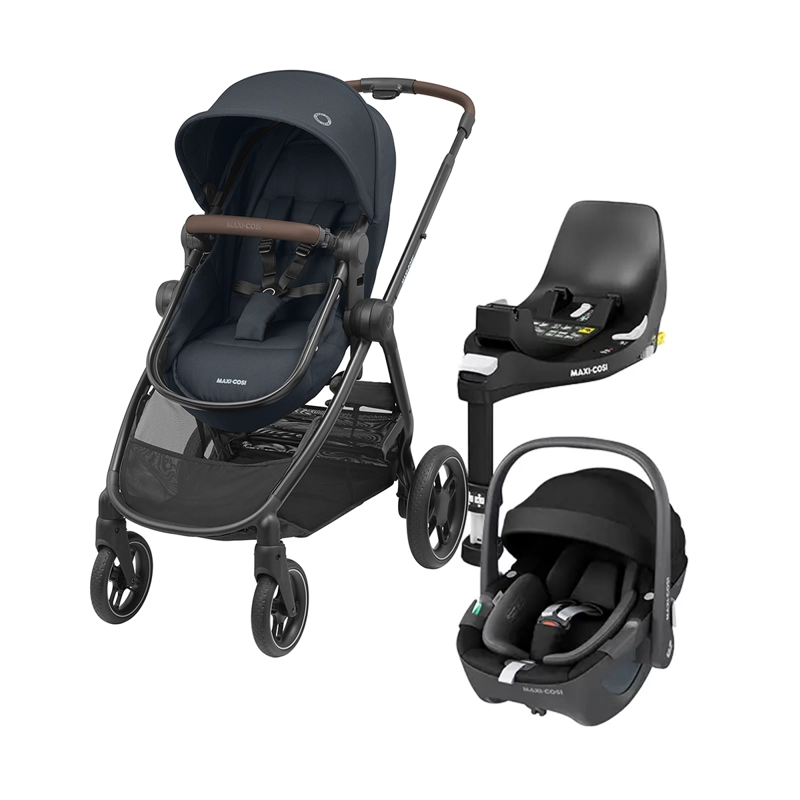 COCHE TRAVEL SYSTEM ZELIA 3 + PEBBLE 360° + FAMILY FIX GRAPHITE - 1