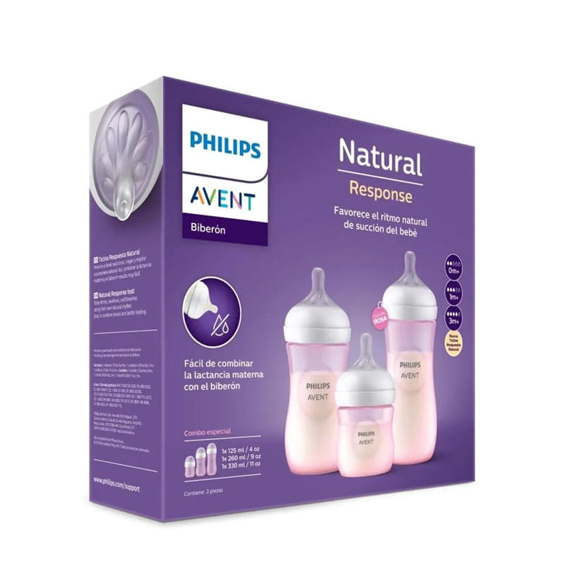 SET DE 3 MAMADERAS (125, 260, 330 ML) PINK PHILIPS AVENT - 6