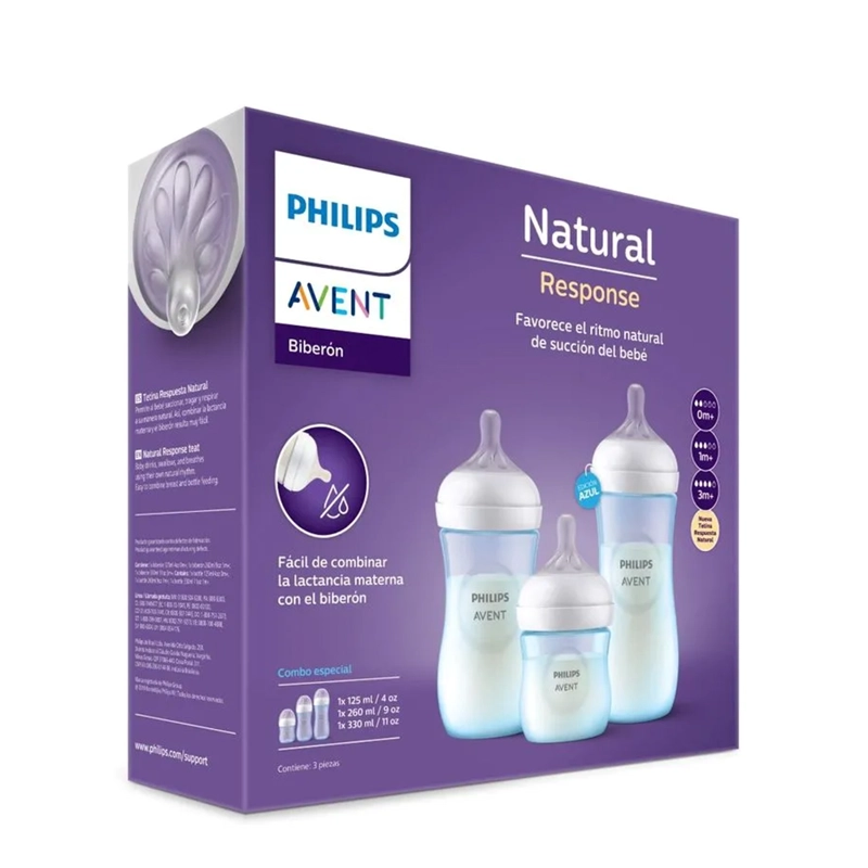 SET DE 3 MAMADERAS (125, 260, 330 ML) BLUE PHILIPS AVENT - 6