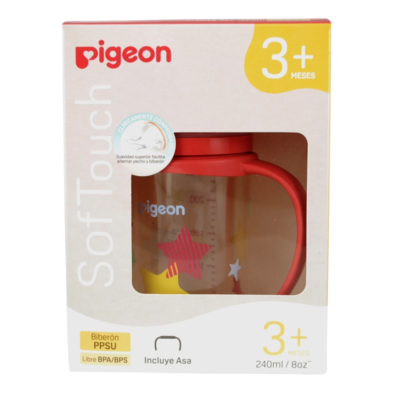 MAMADERA SOFTOUCH PPSU CON ASAS 240ML PIGEON - ESTRELLAS - 3