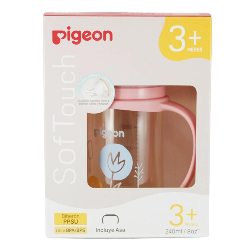 MAMADERA SOFTOUCH PPSU CON ASAS 240ML PIGEON - FLORES - 3