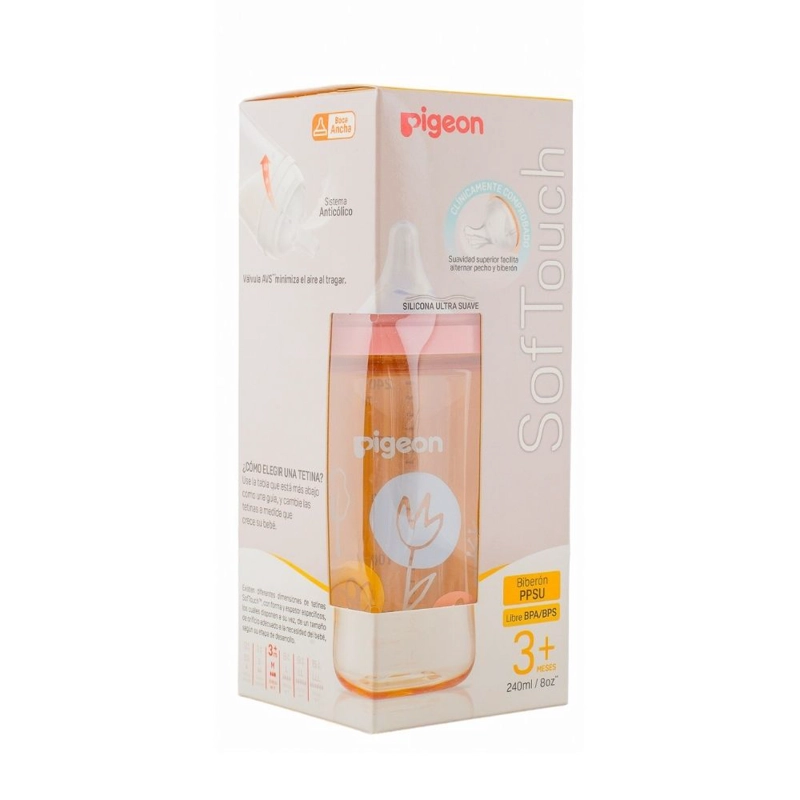 MAMADERA SOFTOUCH PPSU 240ML PIGEON - FLORES - 3