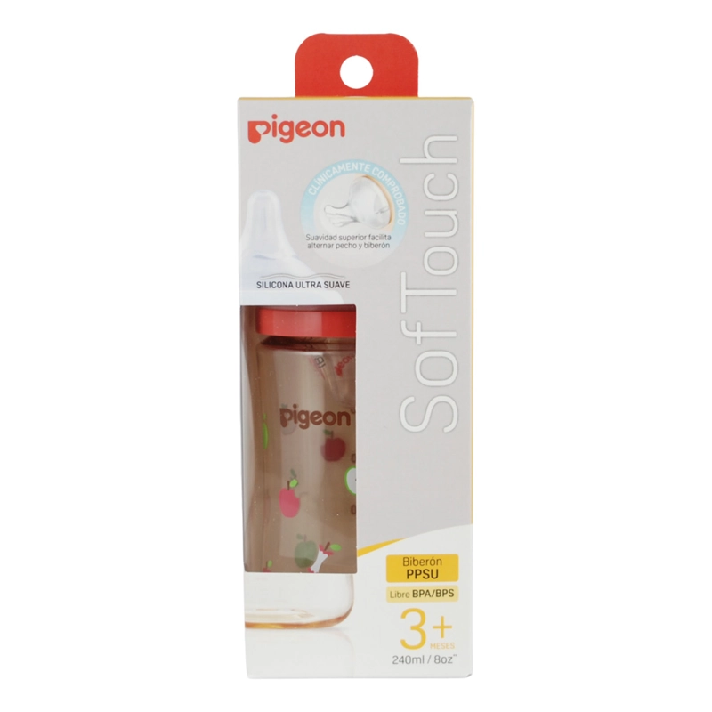 MAMADERA SOFTOUCH PPSU 240ML PIGEON - MANZANAS - 3