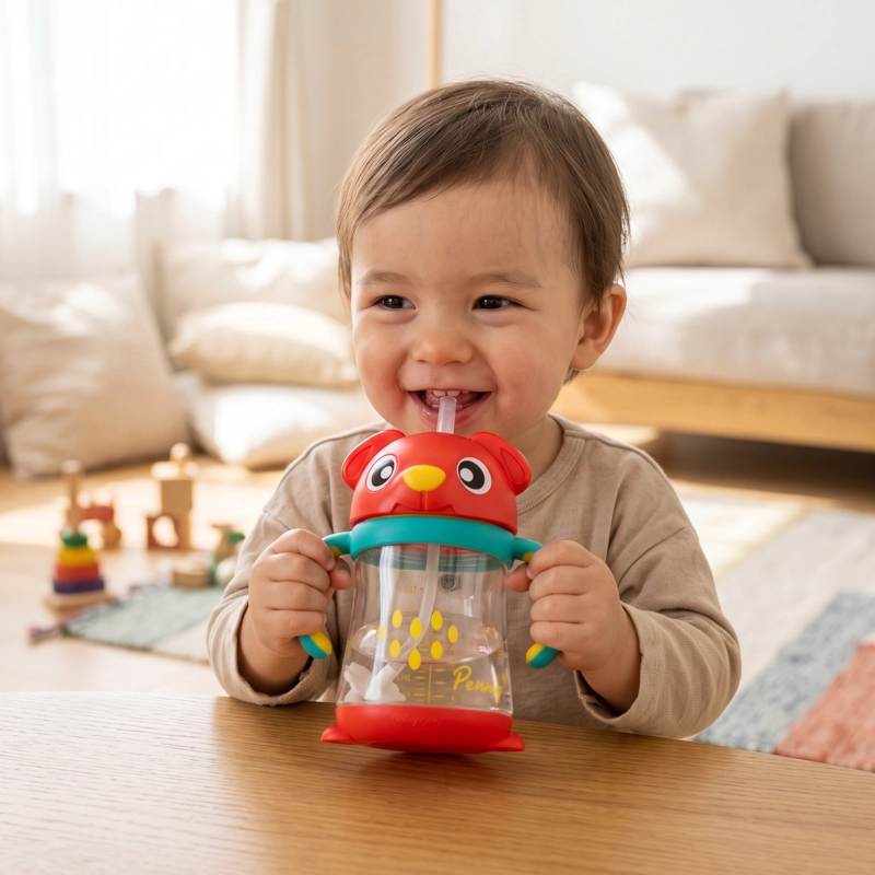 VASO CON BOMBILLA WEIGHTED PENNY 6M+ PLAYGRO - 1