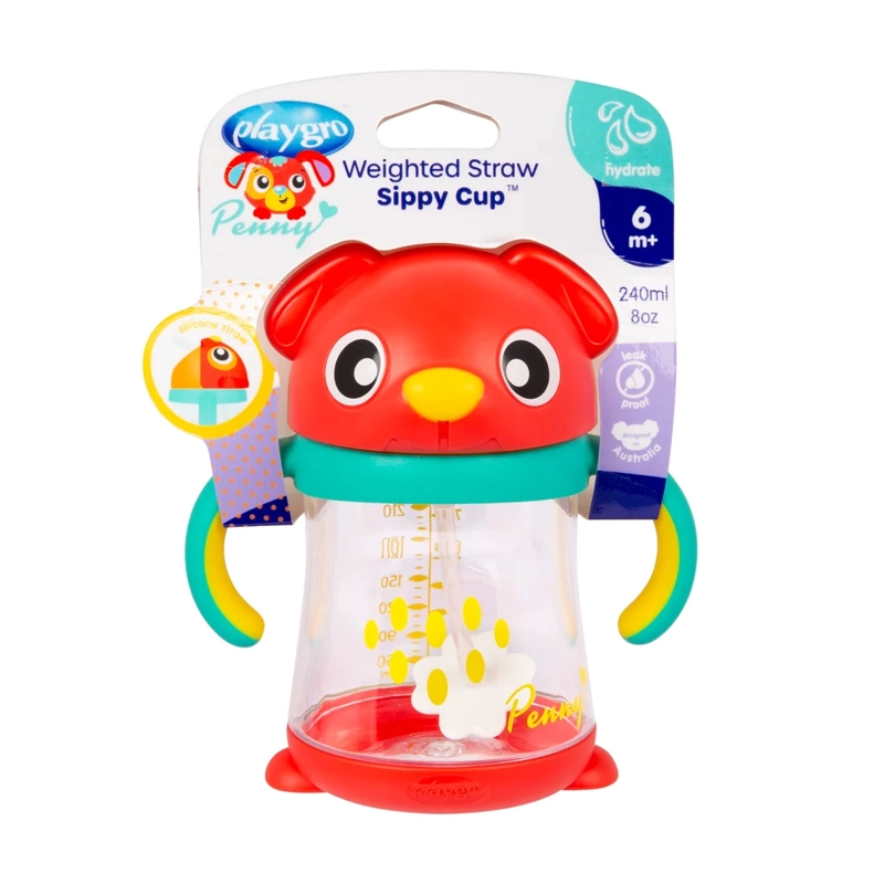 VASO CON BOMBILLA WEIGHTED PENNY 6M+ PLAYGRO - 3