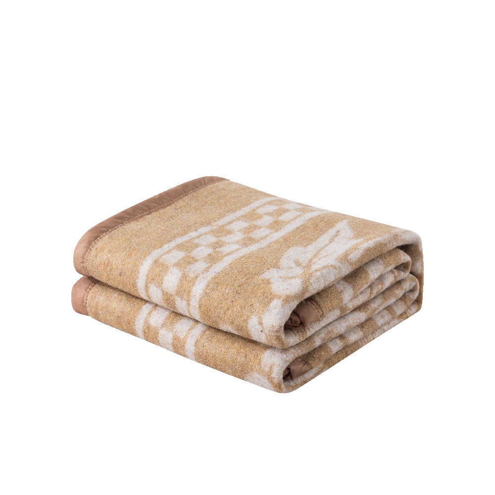 FRAZADA CHANTILLY TERMICA BORDE SATINADO FLORES 2 PLAZAS 200 X 200 CM CAMEL - 2