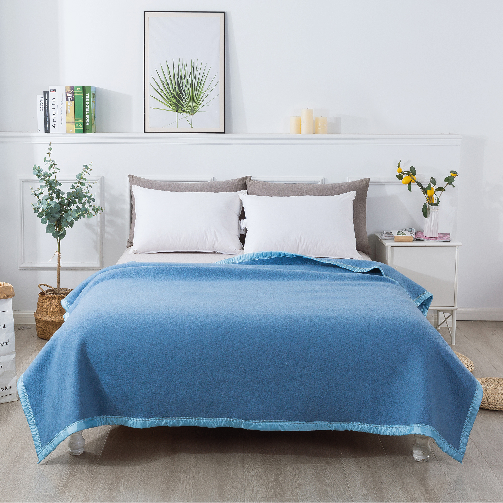 FRAZADA TERMICA LANA 200X200 CELESTE - 2