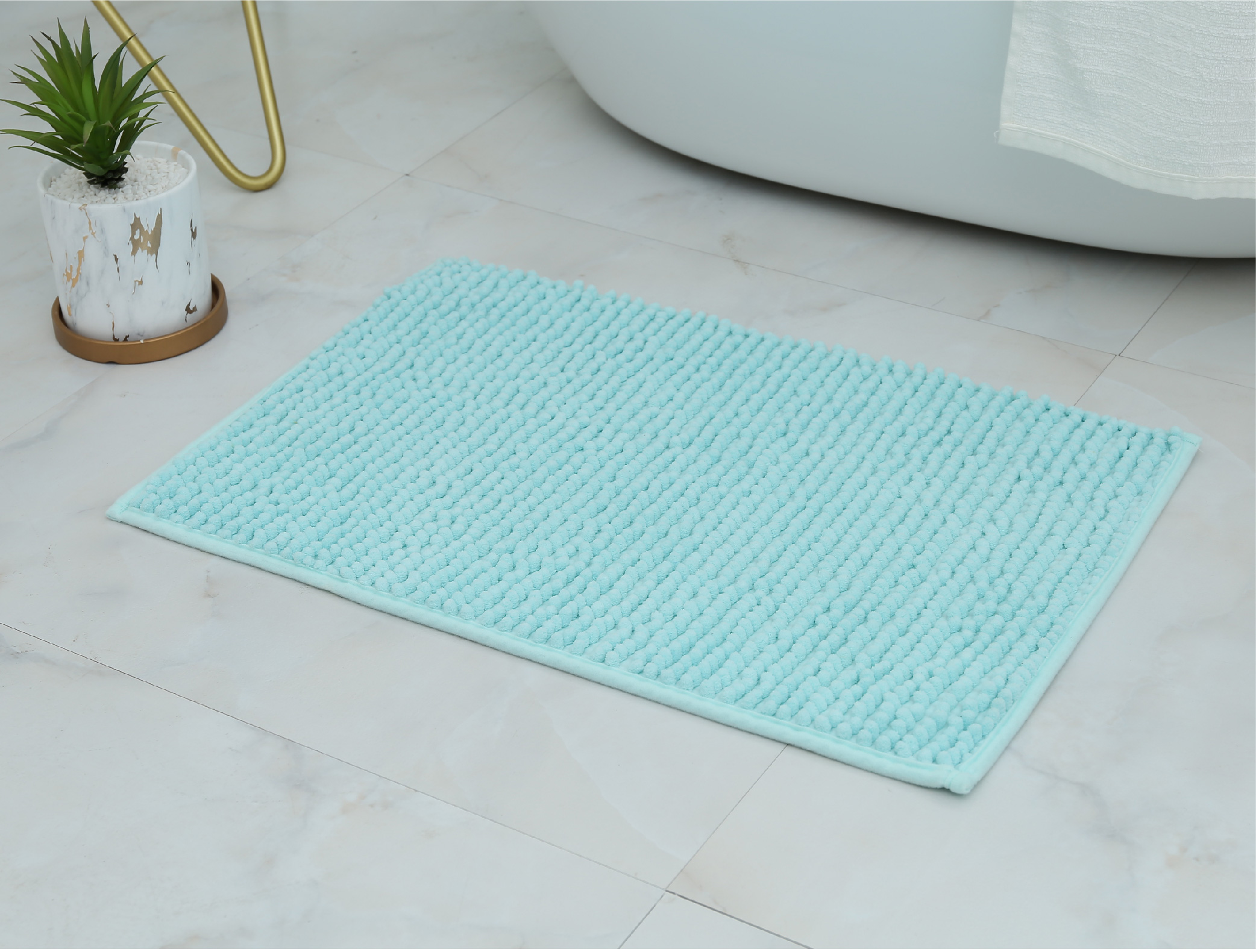 PISO DE BAÑO CHENILLE 40X60CM COLOR TURQUESA - 2