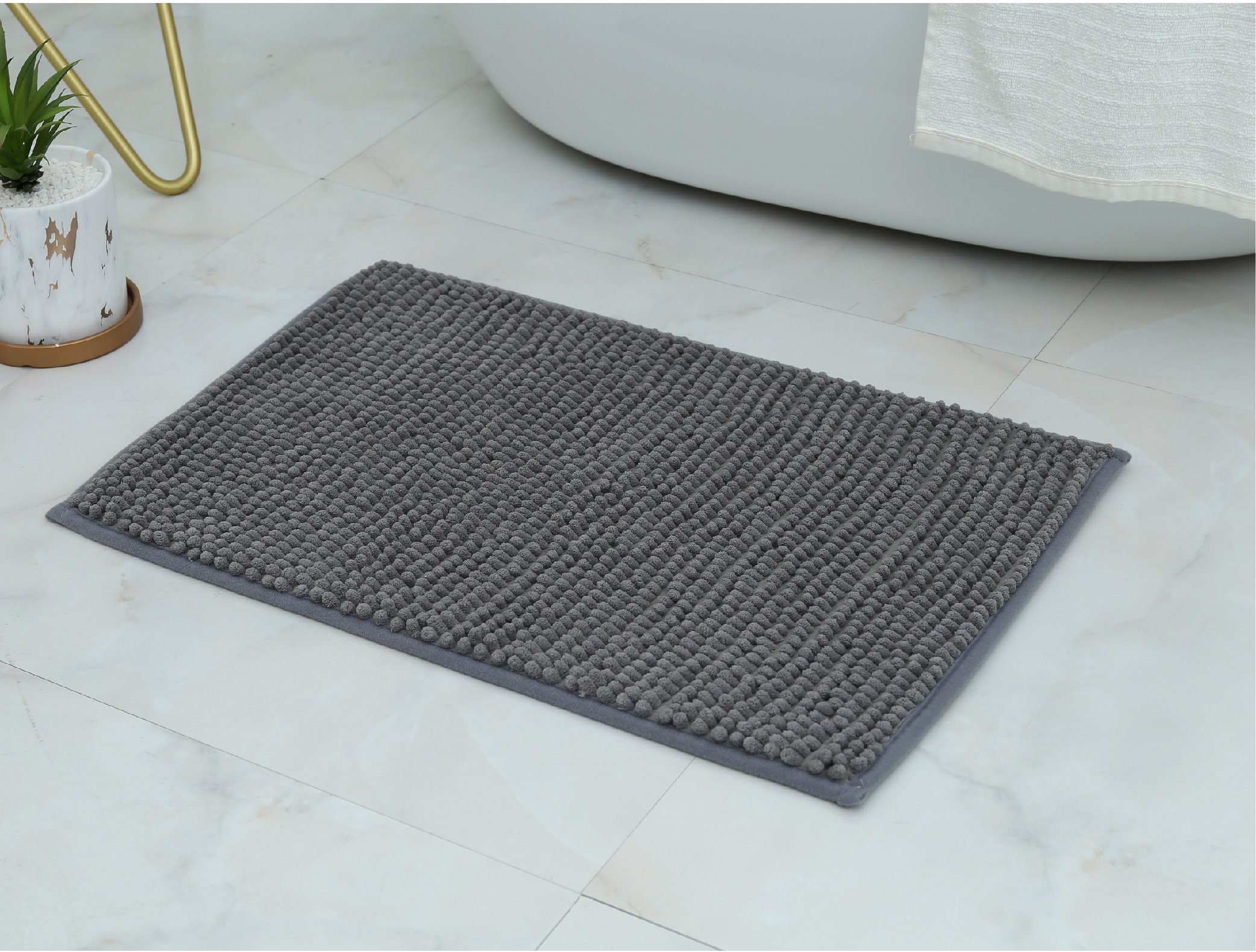 PISO BAÑO CHANTILLY CHENILLE GRIS ACERO 50 X 80 CM - 2