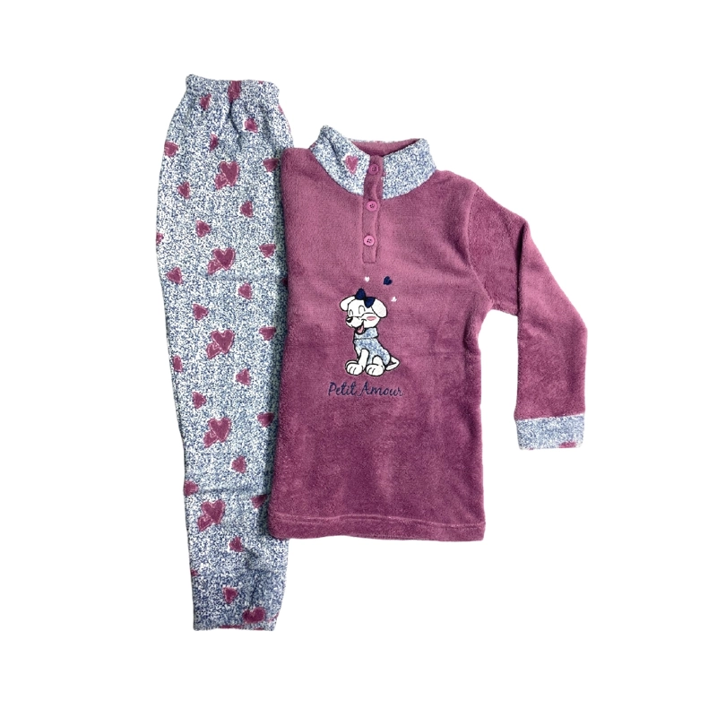 PIJAMA NIÑA CHANTILLY ROSADO CORAZONES T8 - 1
