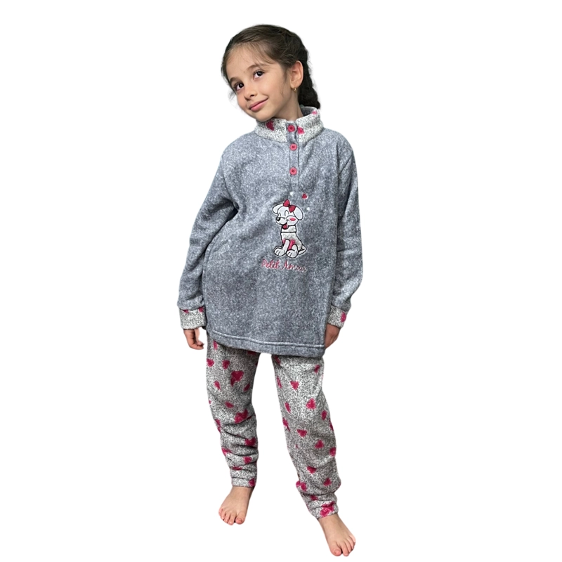 PIJAMA NIÑA CHANTILLY GRIS CORAZONES T4 - 2