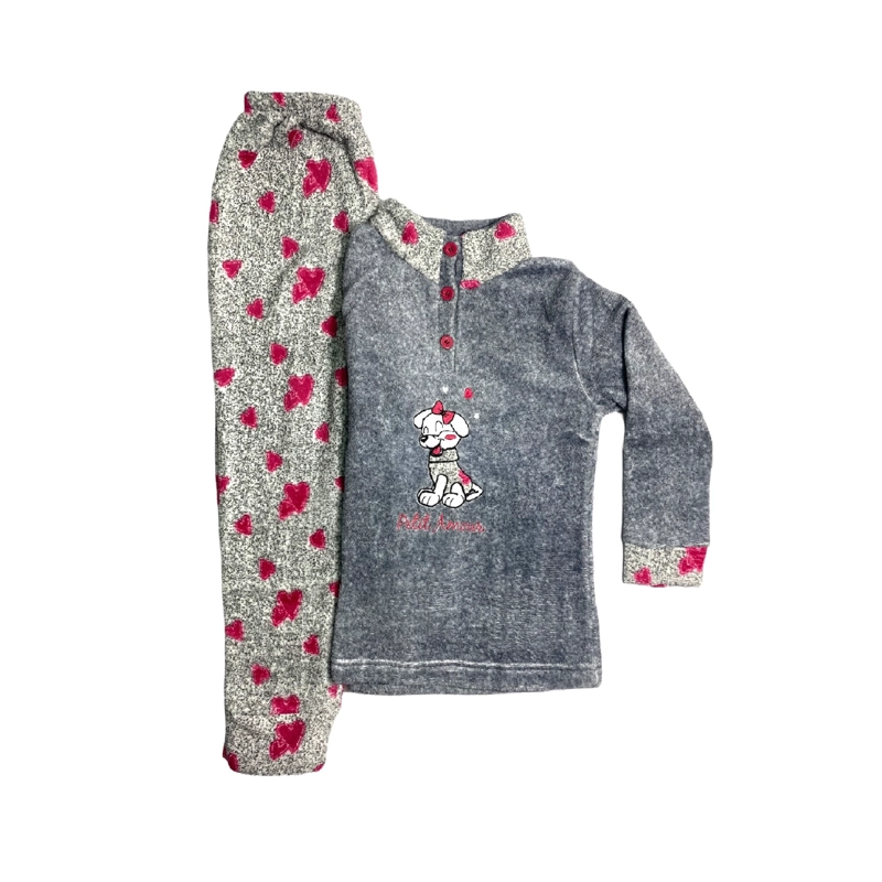PIJAMA NIÑA CHANTILLY GRIS CORAZONES T6 - 1