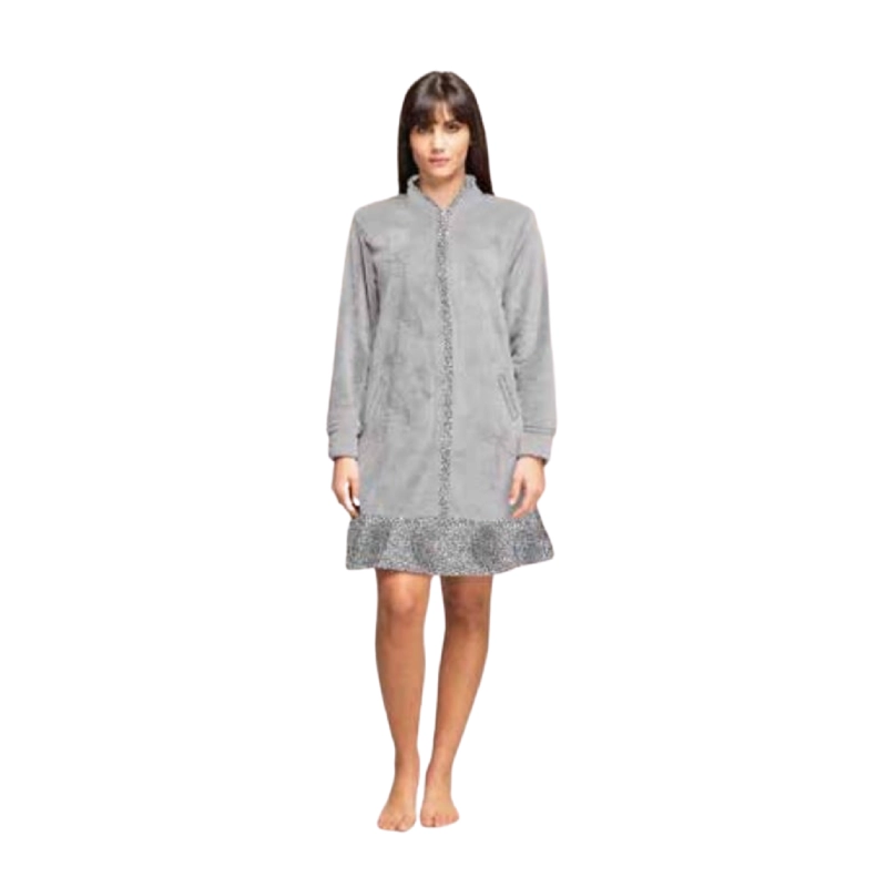 BATA MUJER CHANTILLY FLEECE ANIMAL PRINT M GRIS - 1