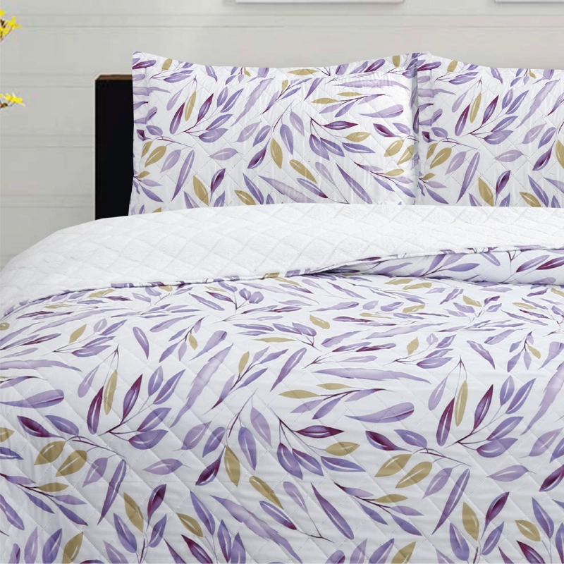 CUBRECAMA MICRO SHERPA HOJAS DE INVIERNO 2P - 2