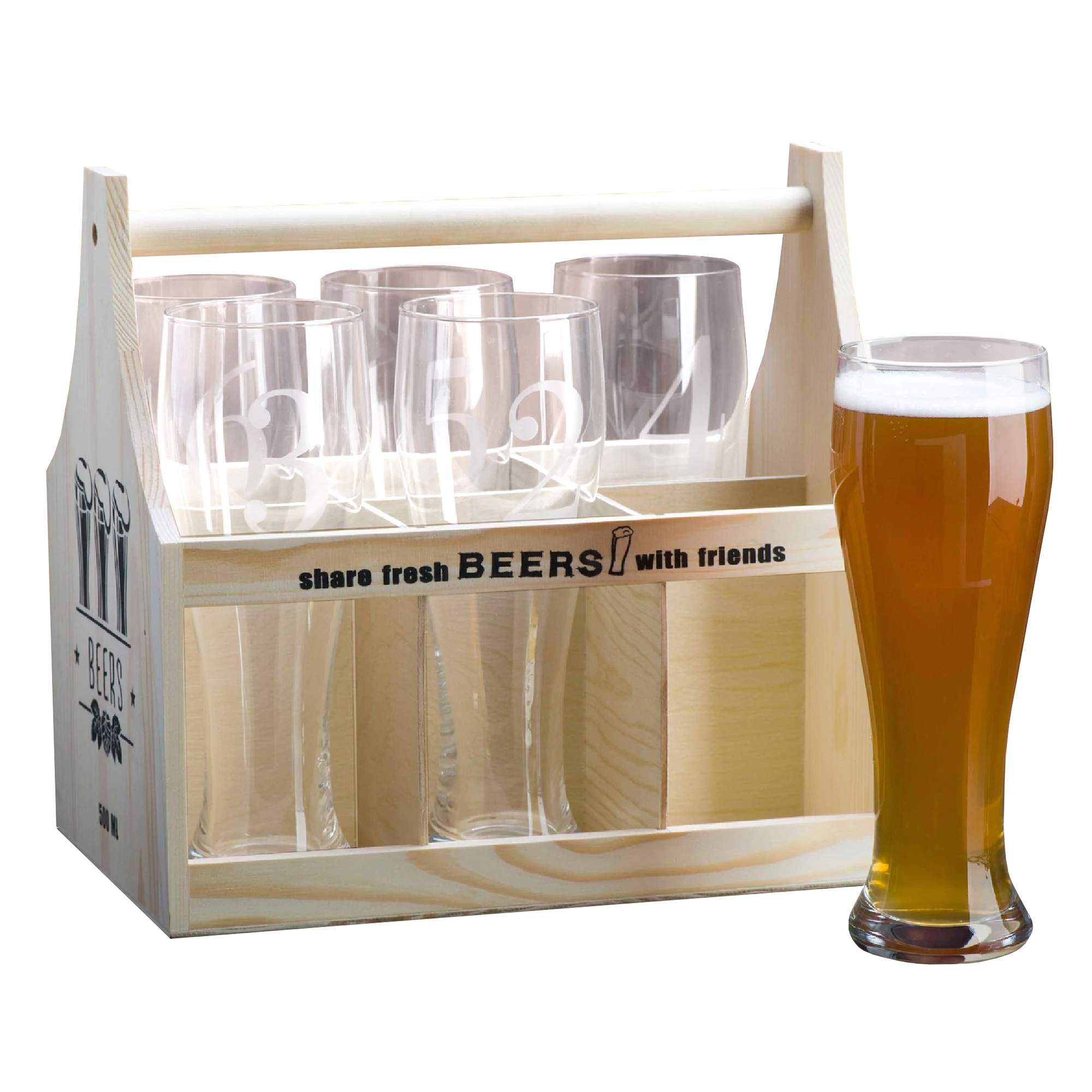 SET 6 VASO CERVEZA C/N° EN CAJA - 1