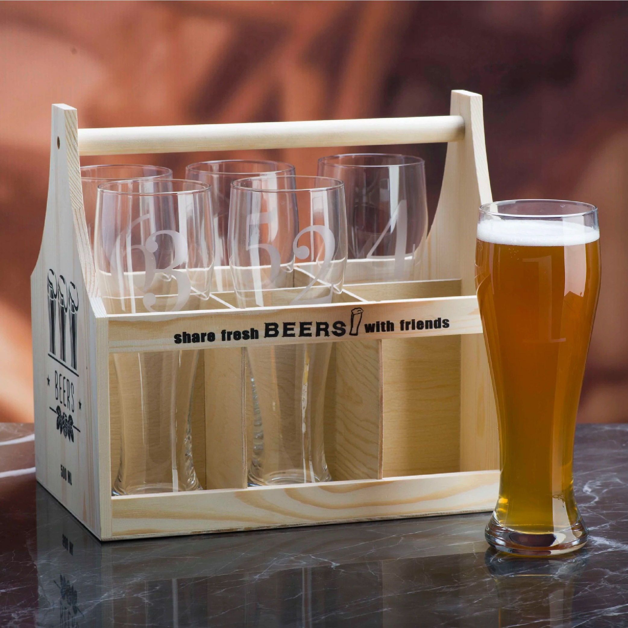 SET 6 VASO CERVEZA C/N° EN CAJA - 2