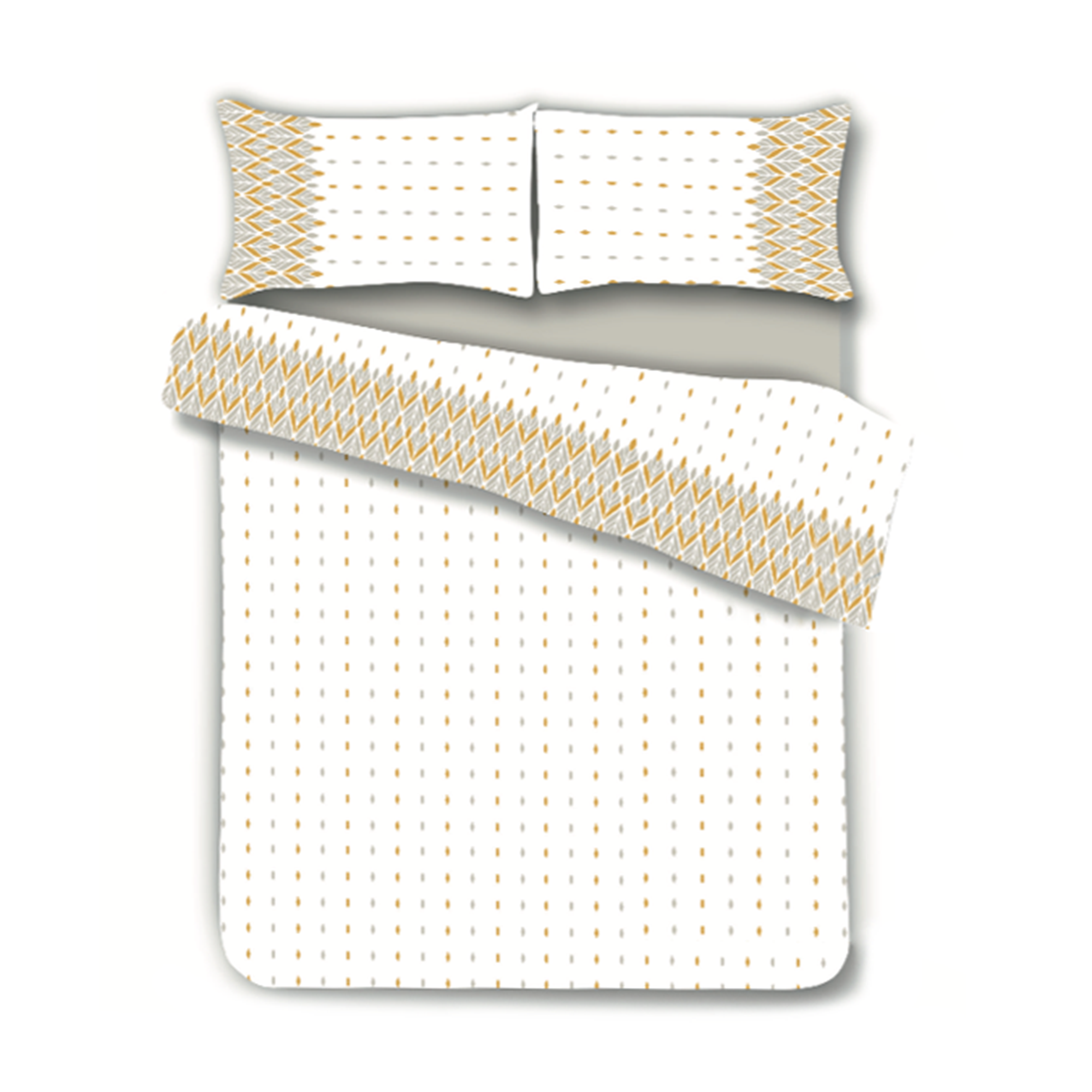 SABANAS 144H ESTAMPADAS GEO HOJAS MOSTAZA 2.5 PLAZAS - 1