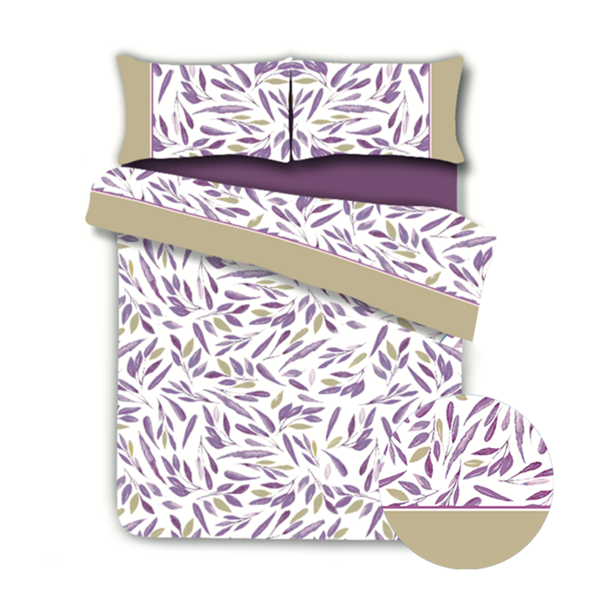SABANAS 144H ESTAMPADAS FLORES DE INVIERNO MORADAS 2.5 PLAZAS - 2