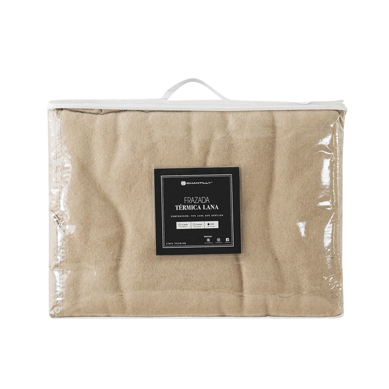 FRAZADA CHANTILLY PREMIUM 200 X 200 CM BEIGE - 2