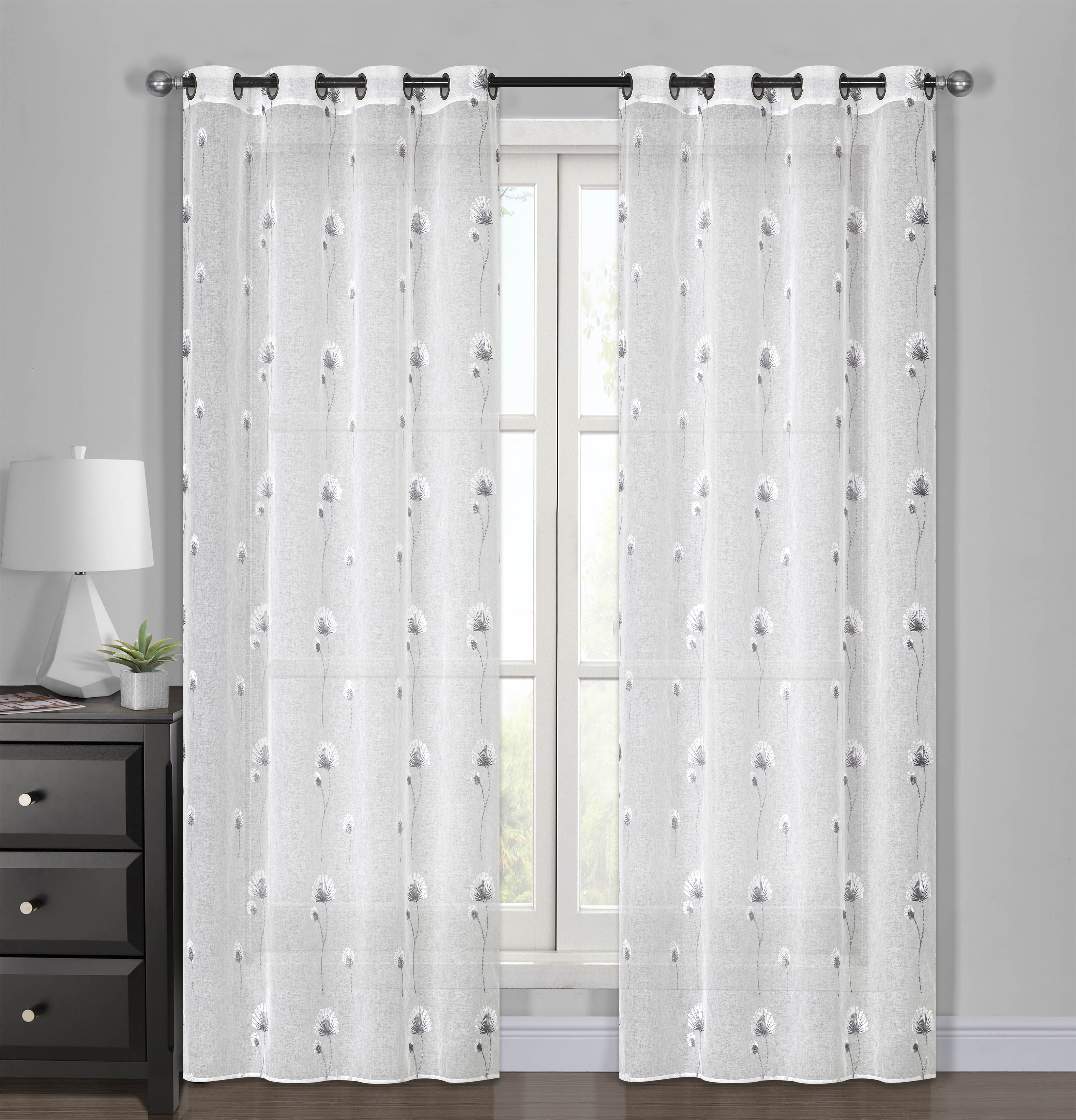 SET DE 2 VELOS BORD FLORES MARIA 140X220 GRIS CLARO - 2