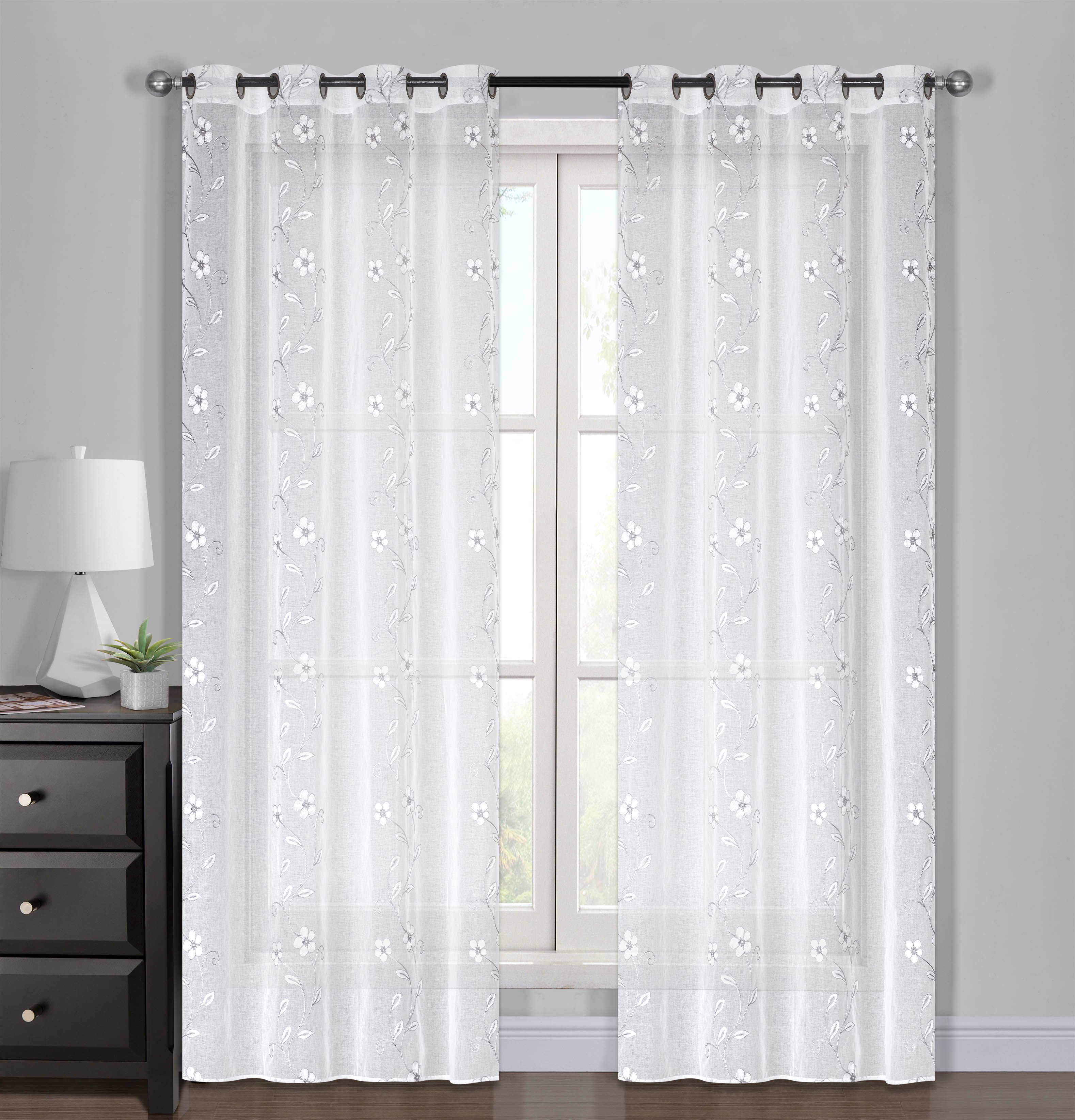 SET DE 2 VELOS BORD FLORES REBECA 140X220 GRIS CLARO - 2